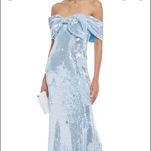 Badgley Mischka Dress Blue Sequin Bow